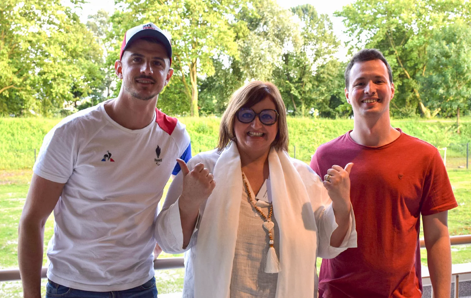 Assemblée générale 2024 du GETH - portrait de Damien Roget et Yohan Mahistre avec Régine Delphin