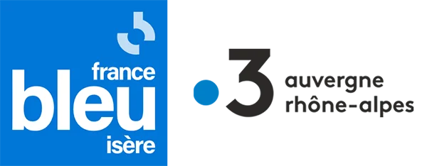 Journée HEJ - Handicap Emploi Jeunes 2024 - logos des médias présents France 3 Auvergne-Rhône-Alpes et France Bleu Isère
