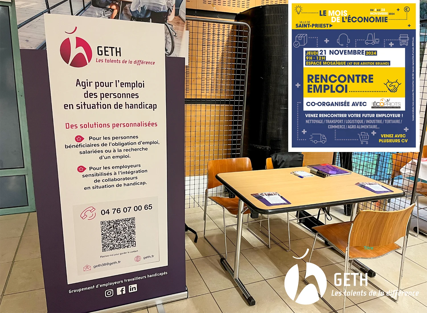 SEEPH 2024 - Stand GETH Saint-Priest Semaine européenne pour l'emploi des personnes handicapées (SEEPH) 2024 - stand du GETH à au salon Rencontre Emploi à Saint-Priest