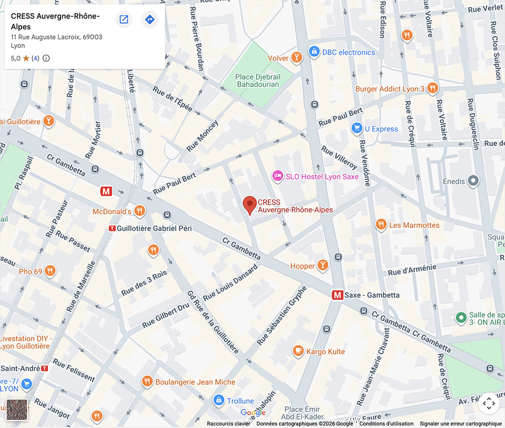 Lien vers la Google Map du GETH à Lyon, Rhône