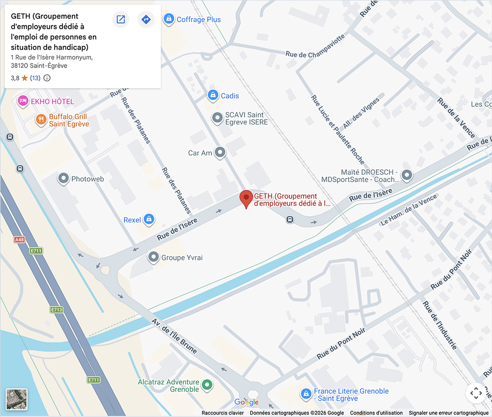 Lien vers la Google Map du GETH à Saint-Egrève, Isère