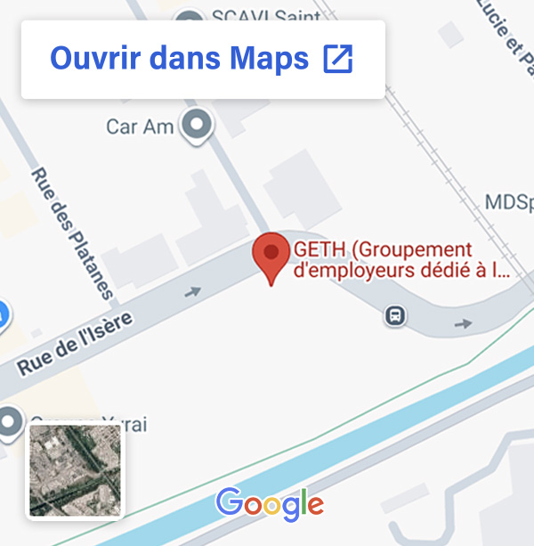 Lien vers la Google Map du GETH à Saint-Egrève, Isère